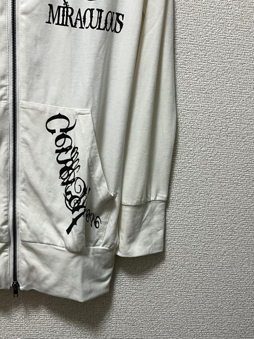 激レア　汎用ウサギ×ゴーストオブハーレム　ロングパーカー　/F　白　ストレッチ