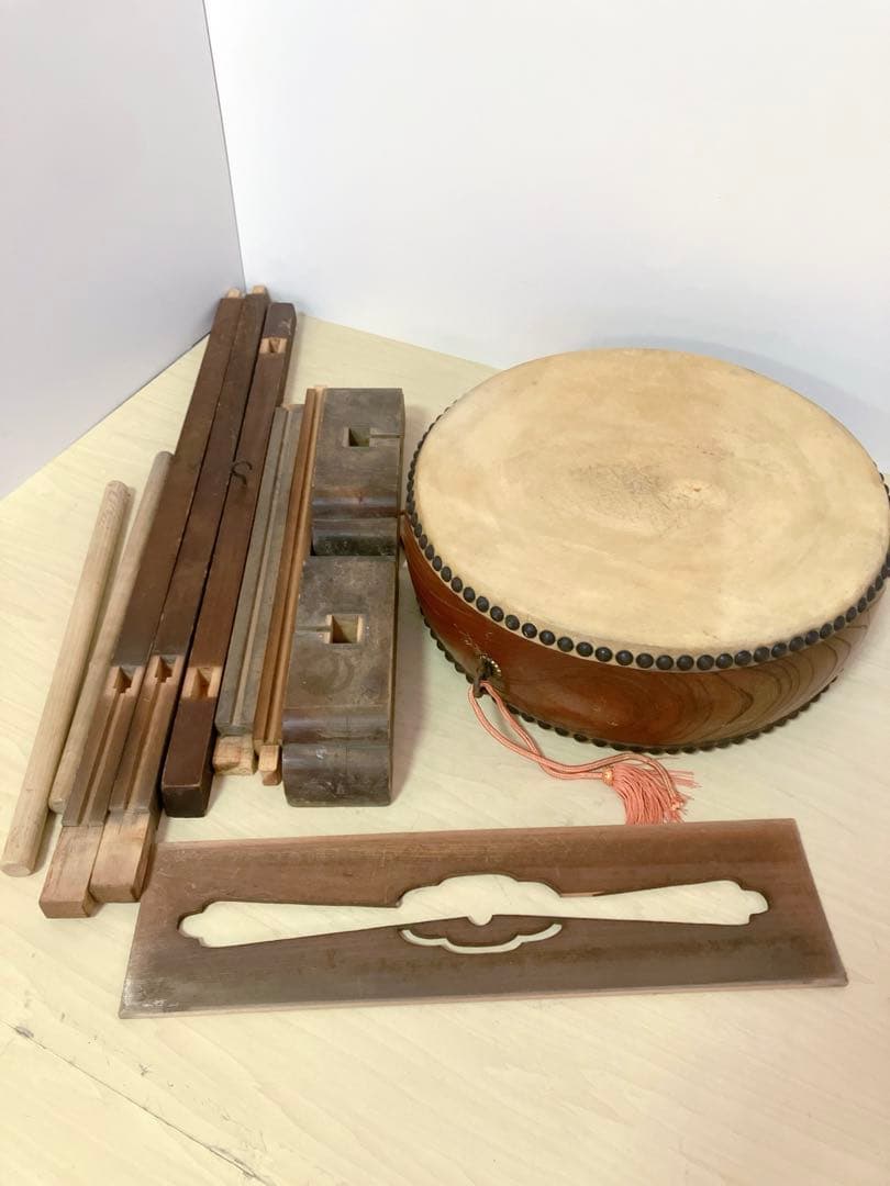 和太鼓　平太鼓　平胴太鼓　鳥居台付き　1.4尺 約43cm 和楽器　打楽器