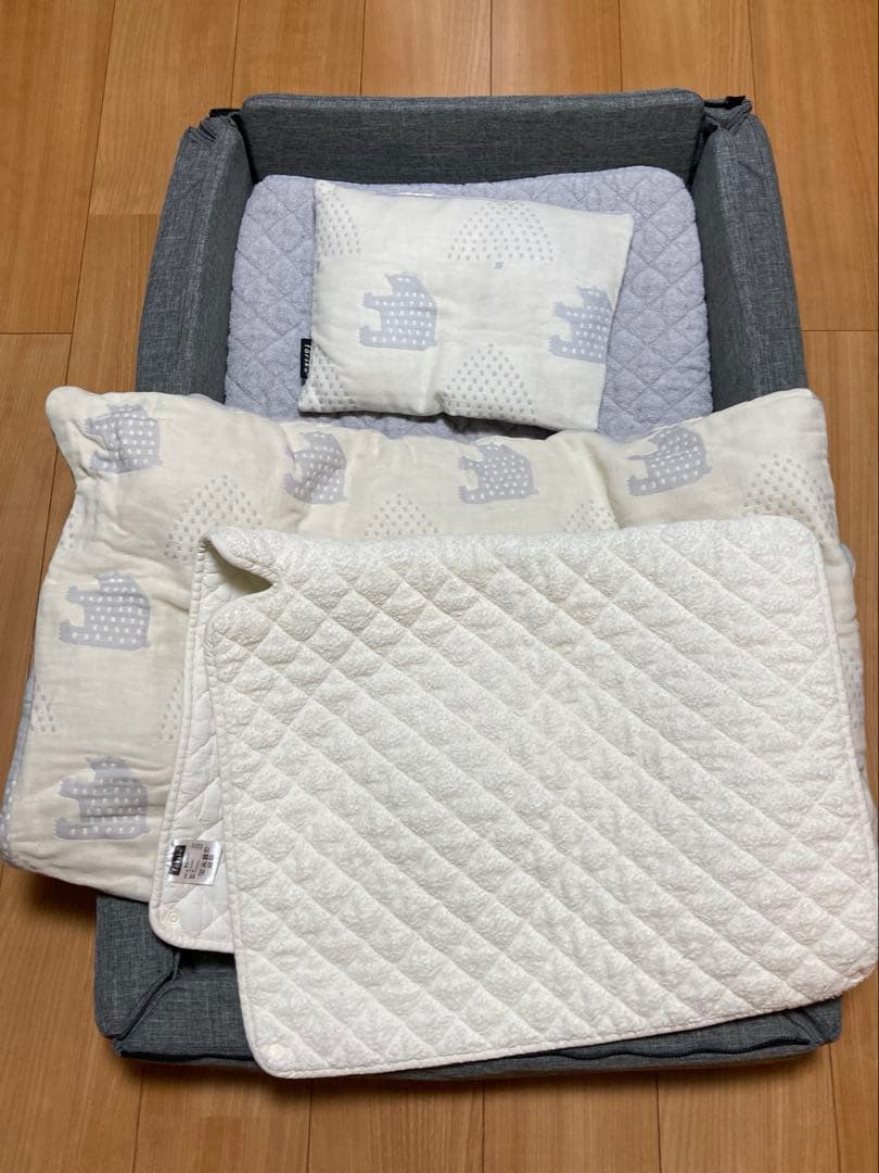 【美品】farska コンパクトベッドセット＋敷きパッド(ホワイト)