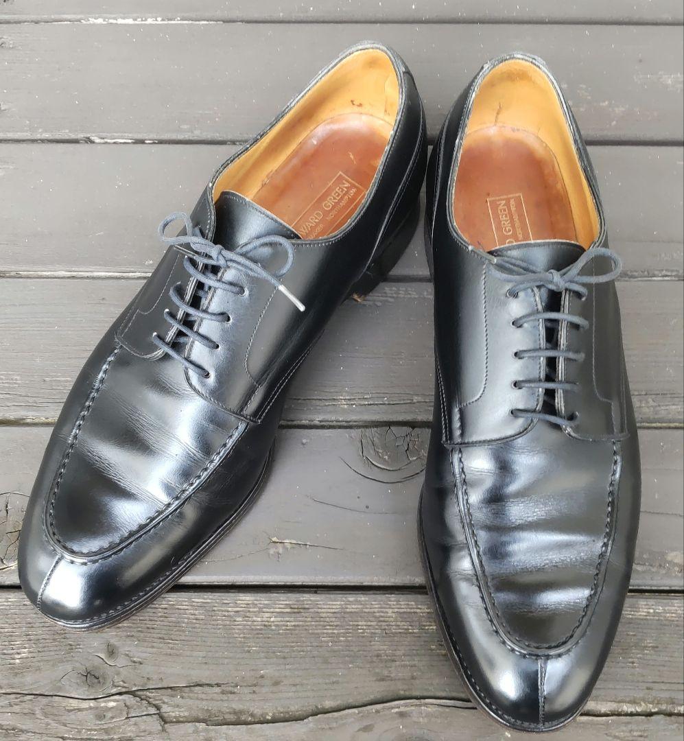 美品エドワードグリーンパースuチップ黒9.5Eドーバー同ラスト金枠囲みロゴ窓なし