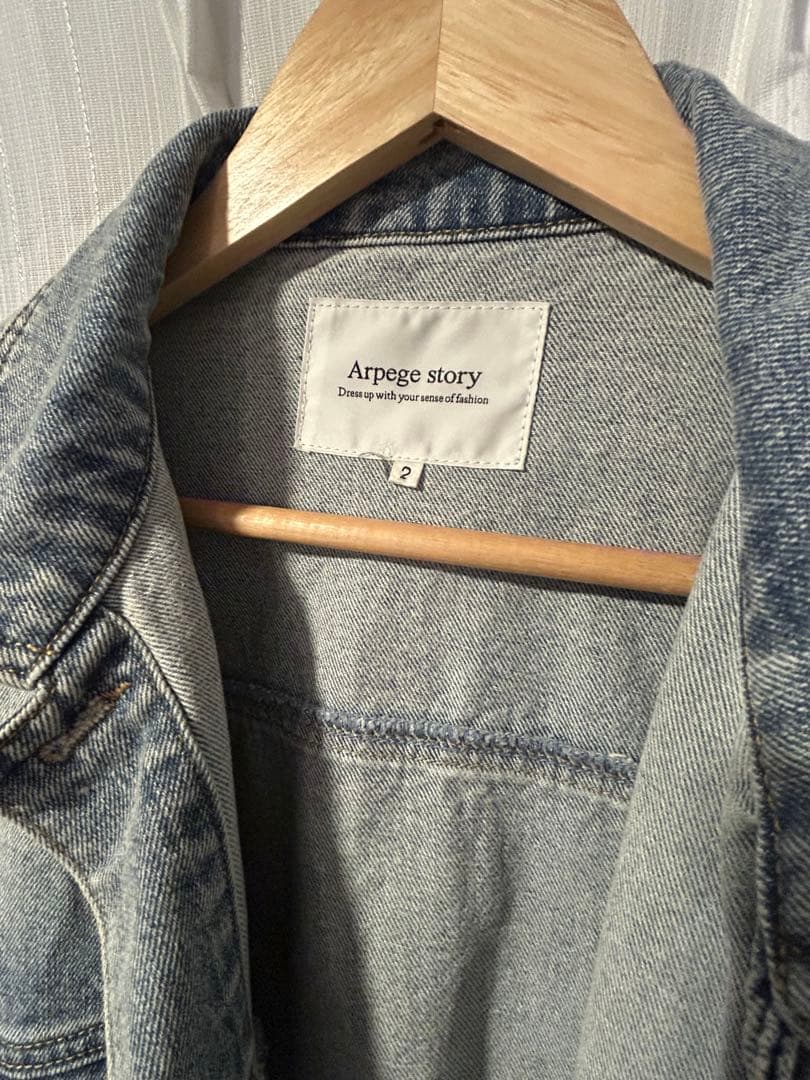 アルページュストーリー　パール付きデニムジャケット ライトブルー