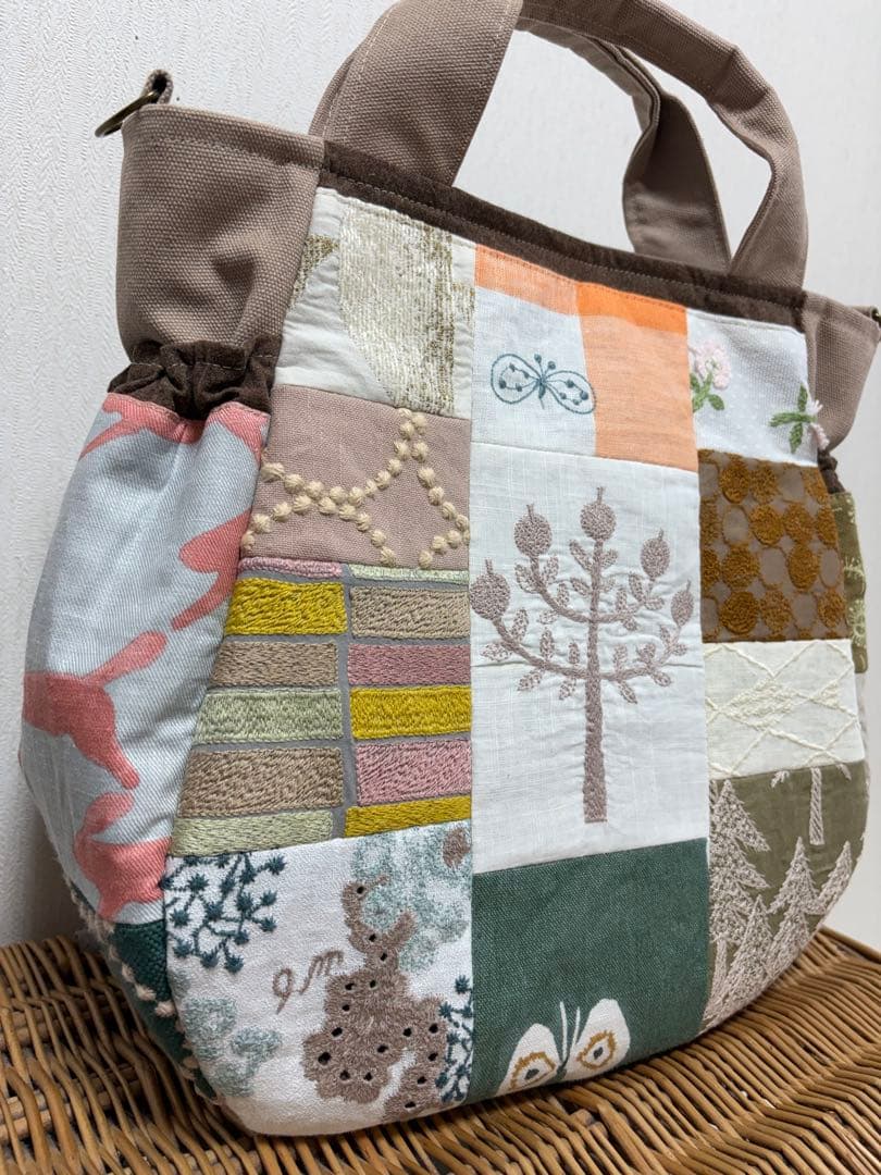 ミナペルホネン＊パッチギャザポケバッグ✂️ハンドメイド⚠️ワケあり