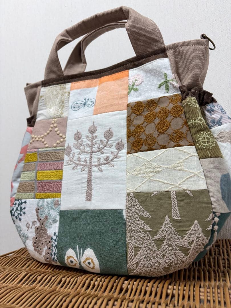 ミナペルホネン＊パッチギャザポケバッグ✂️ハンドメイド⚠️ワケあり