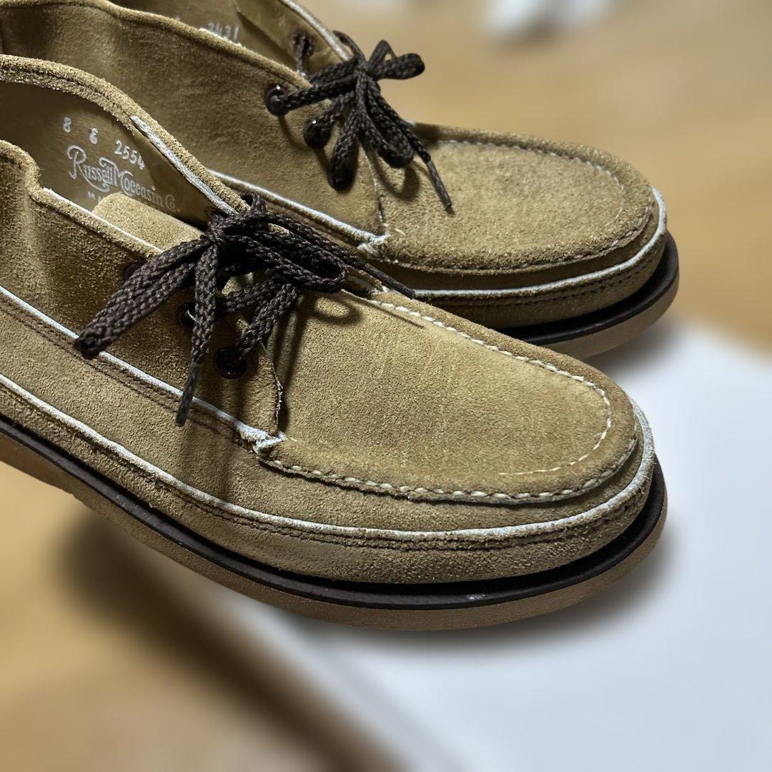 美品ラッセルモカシン(スポーティング.クレー チャッカー)8 E