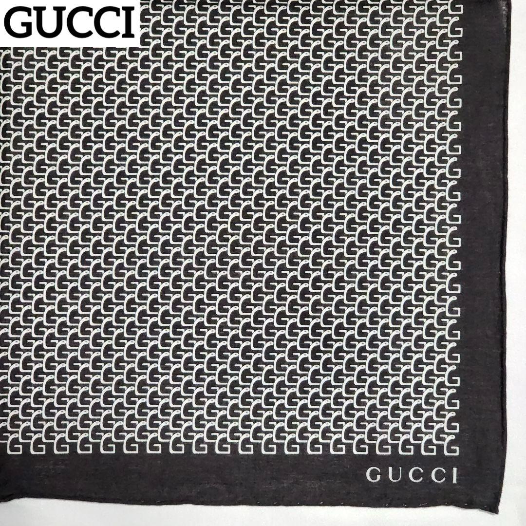 極美品 ★GUCCI★ ハンカチ メンズ Gモチーフ 綿100％ ブラウン
