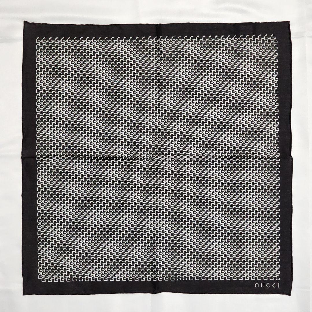 極美品 ★GUCCI★ ハンカチ メンズ Gモチーフ 綿100％ ブラウン