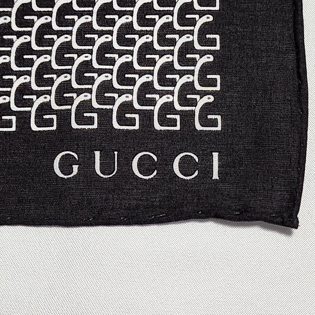 極美品 ★GUCCI★ ハンカチ メンズ Gモチーフ 綿100％ ブラウン