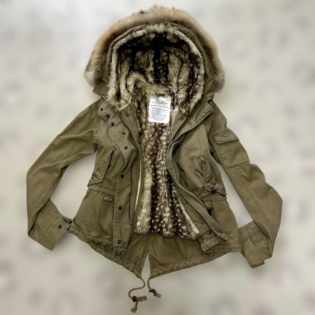 平成ギャル　y2k 豹柄　ビッグフード　ミリタリージャケット　グランジ　ラクーン