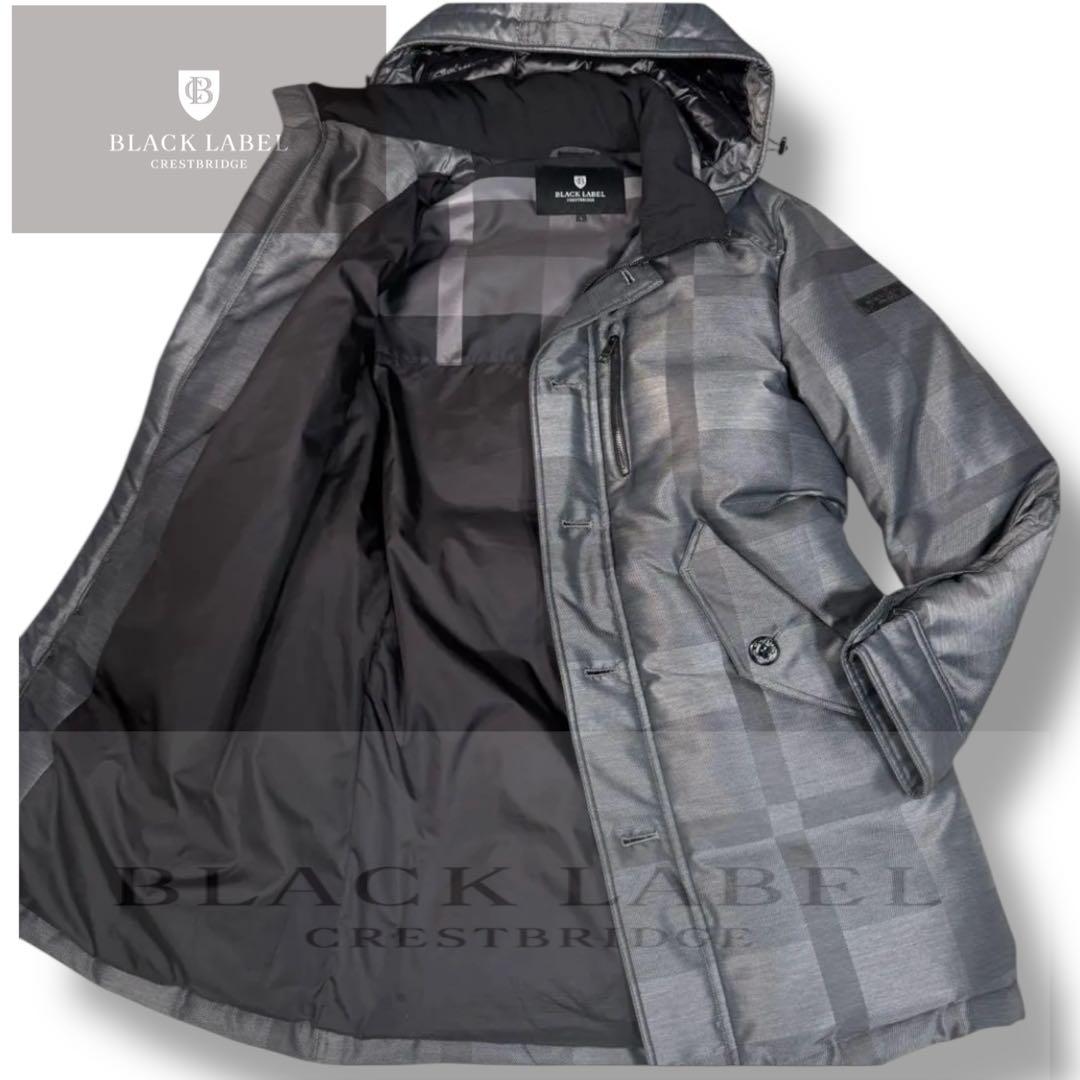 未使用級 ブラックレーベルクレストブリッジ シャドーCBチェック ダウンコートL
