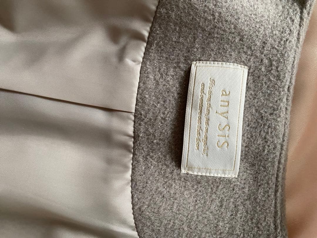 グレー ノーカラー ウールコート