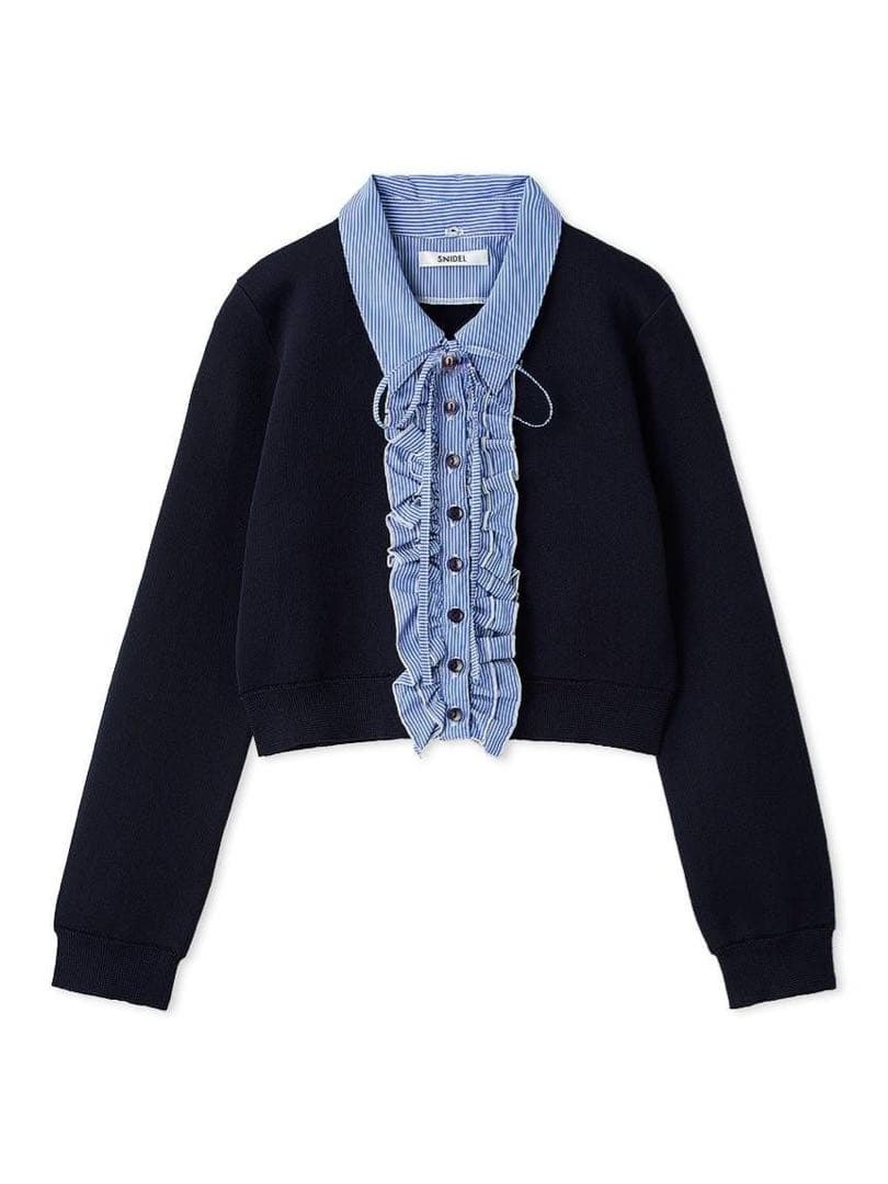 snidel フリルニットカーディガン NVY