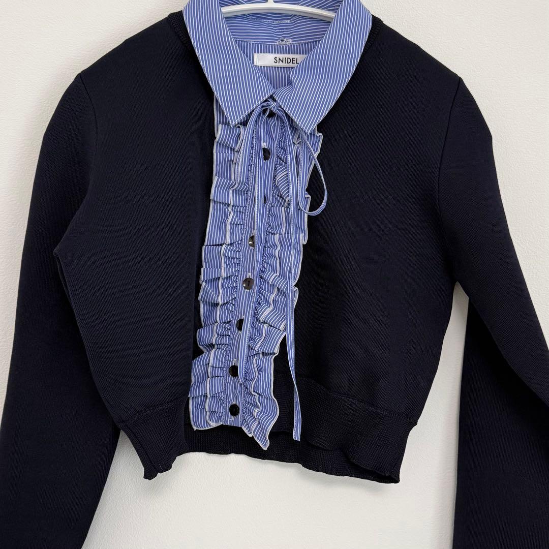 snidel フリルニットカーディガン NVY