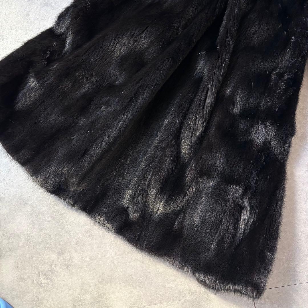 【極美品❣️】毛皮　総丈114 高級ミンク 銀SAGA ミンクコート ブラック