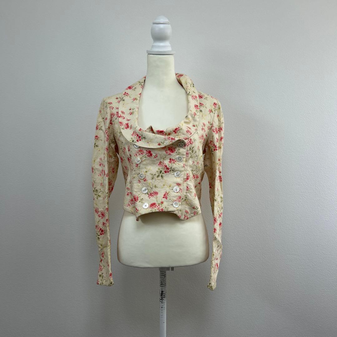 RALPH LAUREN 花柄　刺繍　ショールカラー　ダブルブレスト　ジャケット