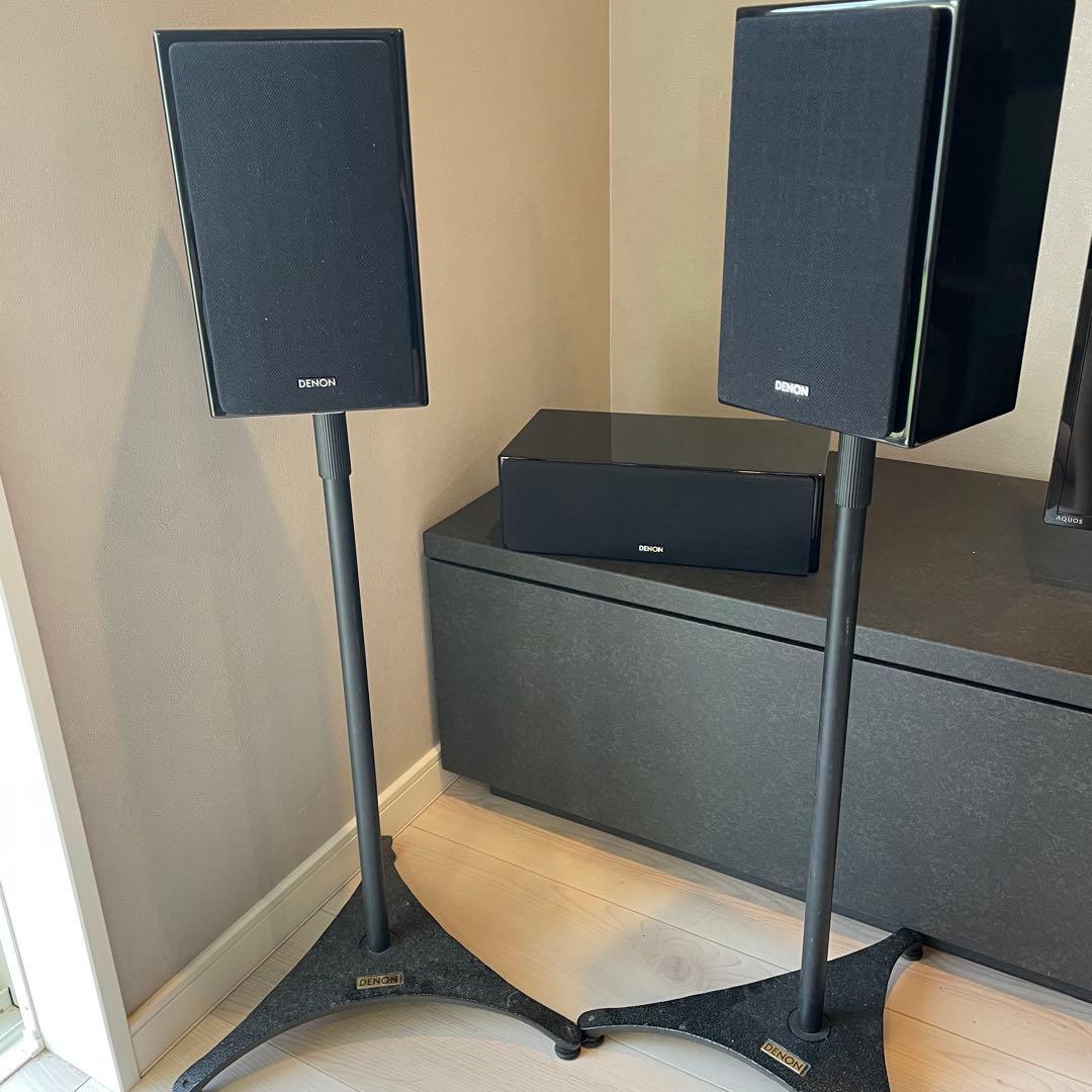 【DENON】センタースピーカー+ブックシェルフスピーカー ペア ピアノブラック