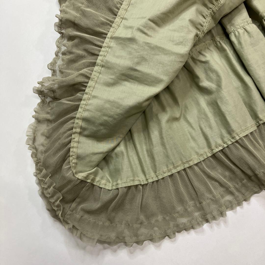 【新品未使用】ピンクハウス 鶯色 豪華チュール段々ワンピース/2024年 夏