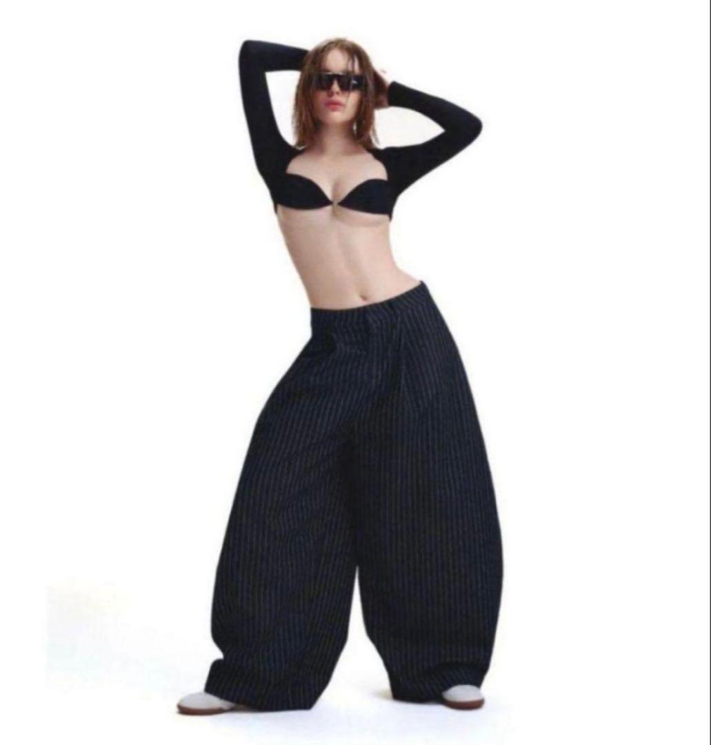 PUSH PUSH ストライプ ワイドパンツ Mサイズ