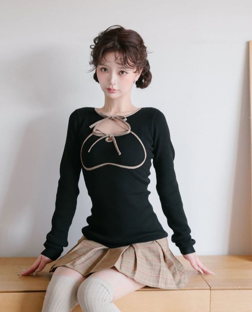 【完売商品】新品タグ付 ダーリッチ ポイントチェックニットミニワンピース FL