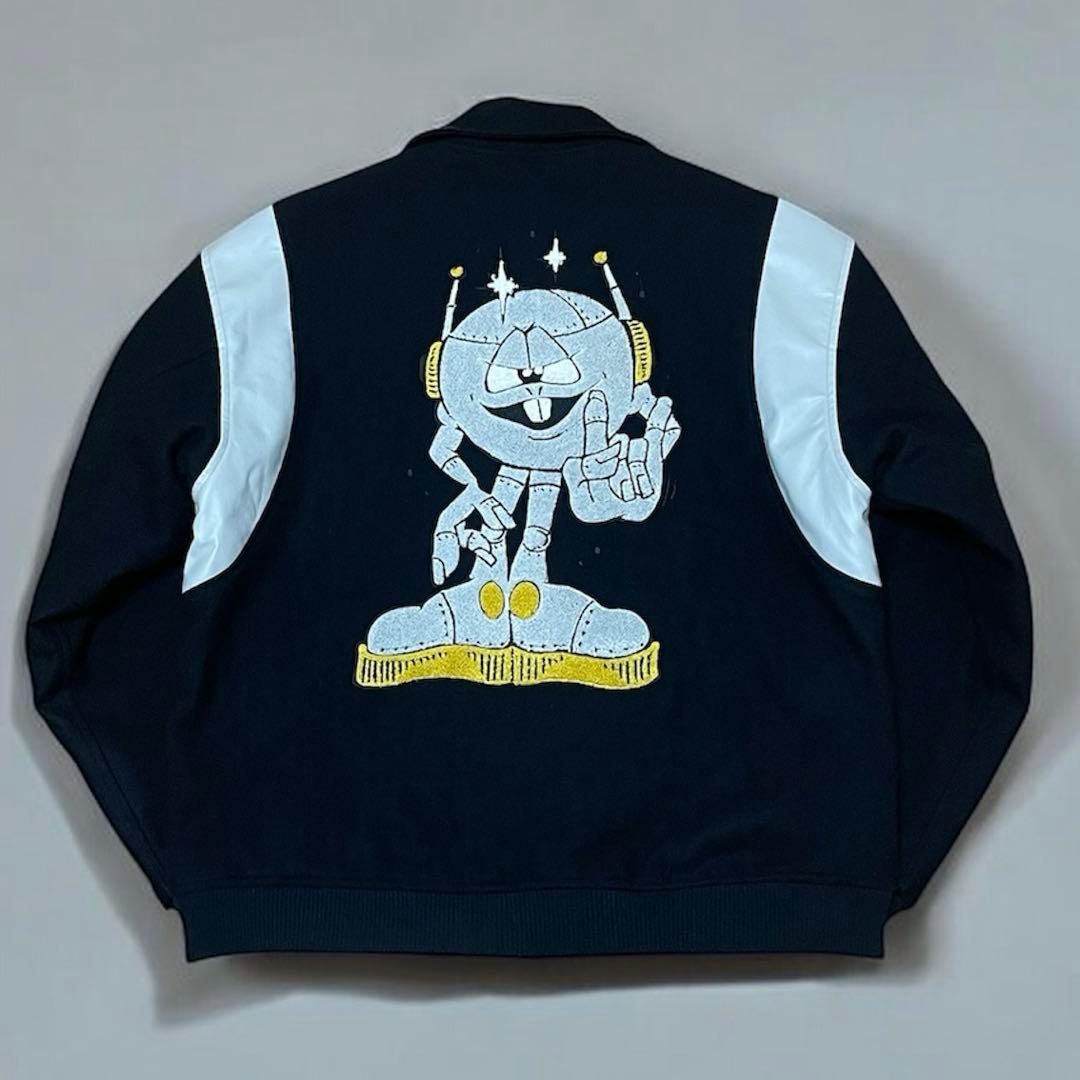 【FLAGSTAFF】 スタジャン ブラック　刺繍バック　L