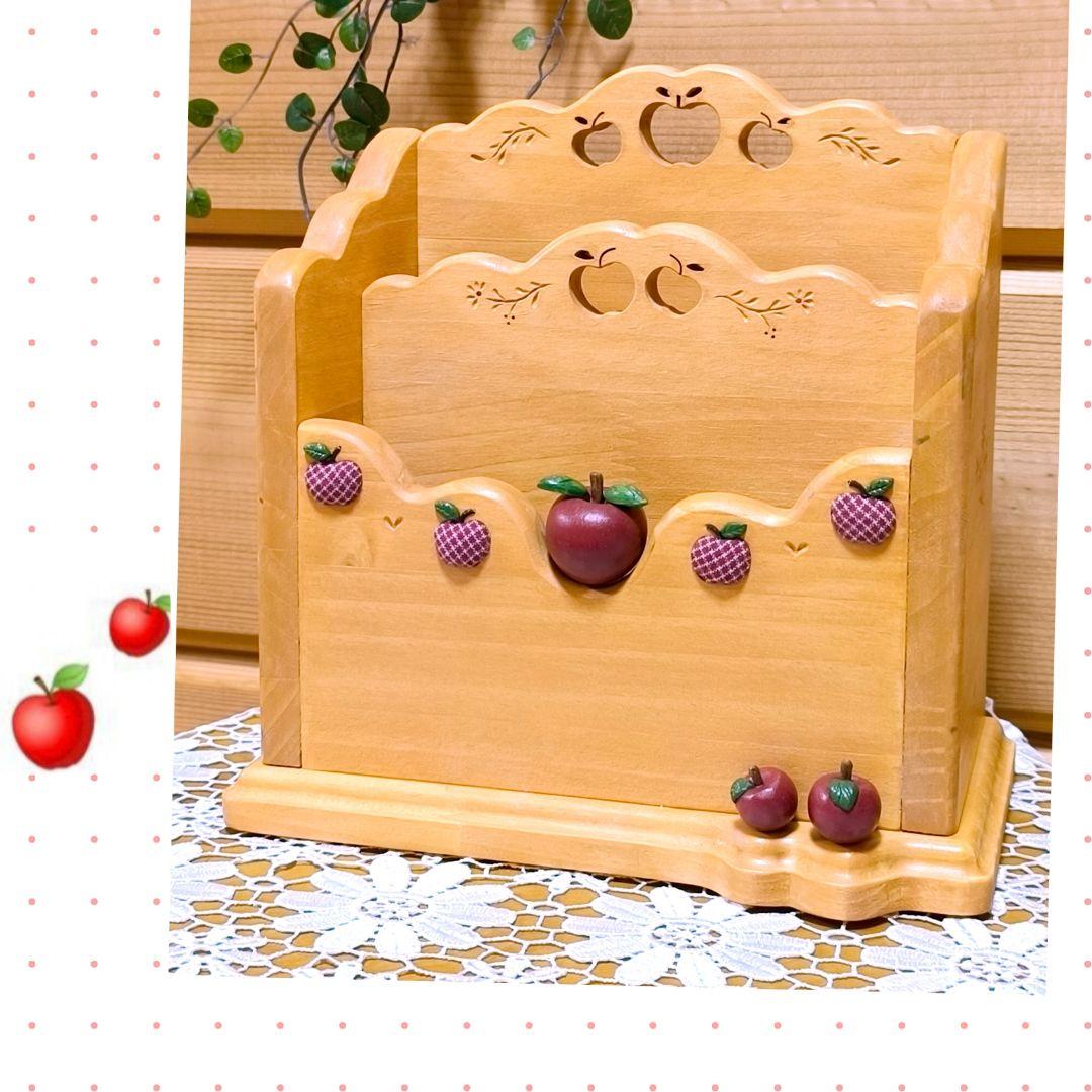 ⭐️アメリカンカントリー雑貨❤️木製まん丸ෆりんごෆの多目的スタンド