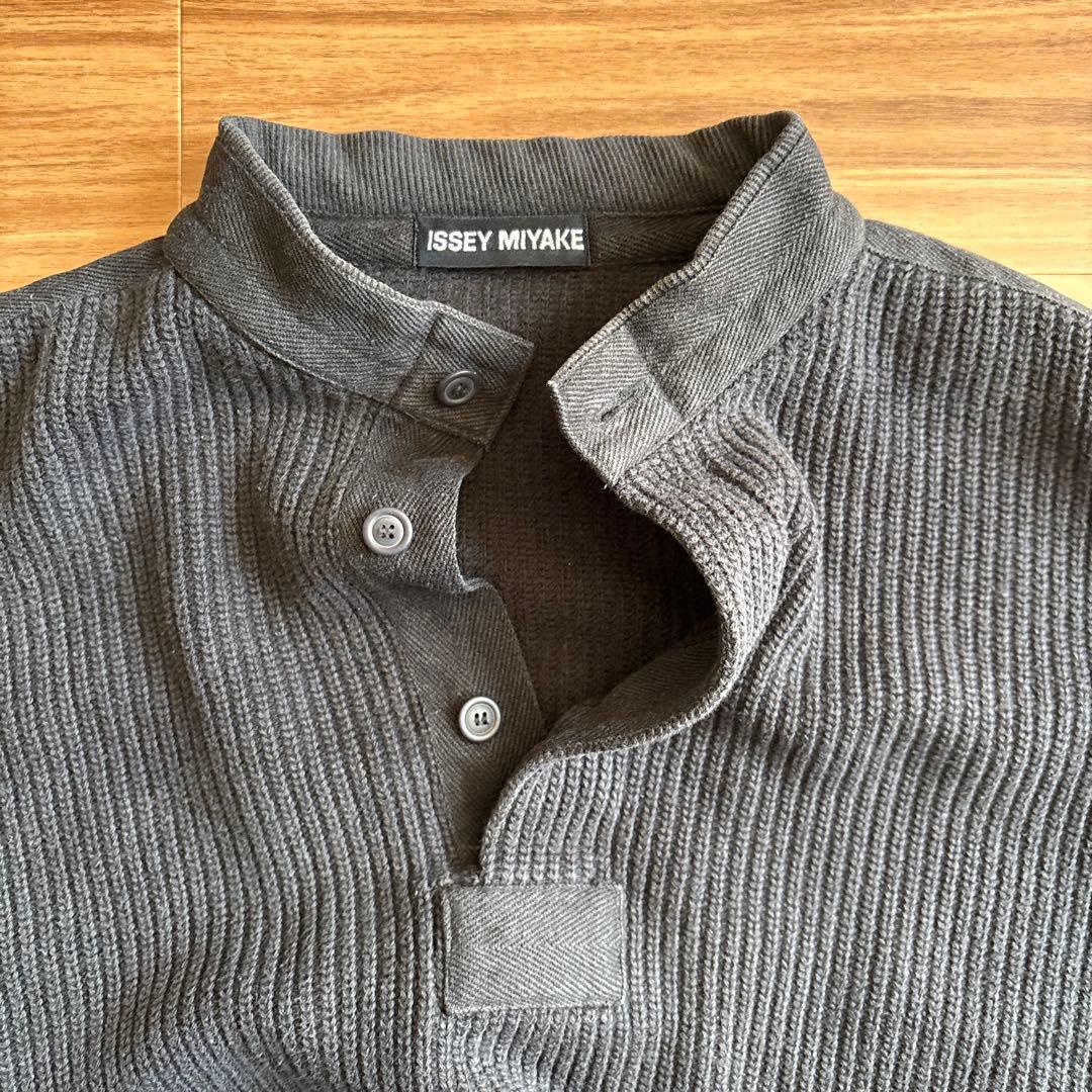 日本製 ISSEY MIYAKE コットン リブニット 無地　短丈　ビンテージ