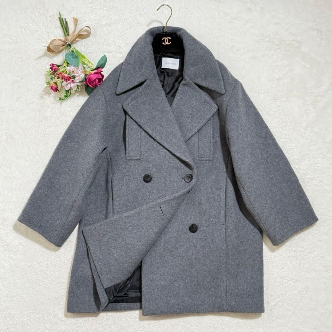 美品　Adam et Rope （アダム エ ロペ）ビッグラペルコート　グレー
