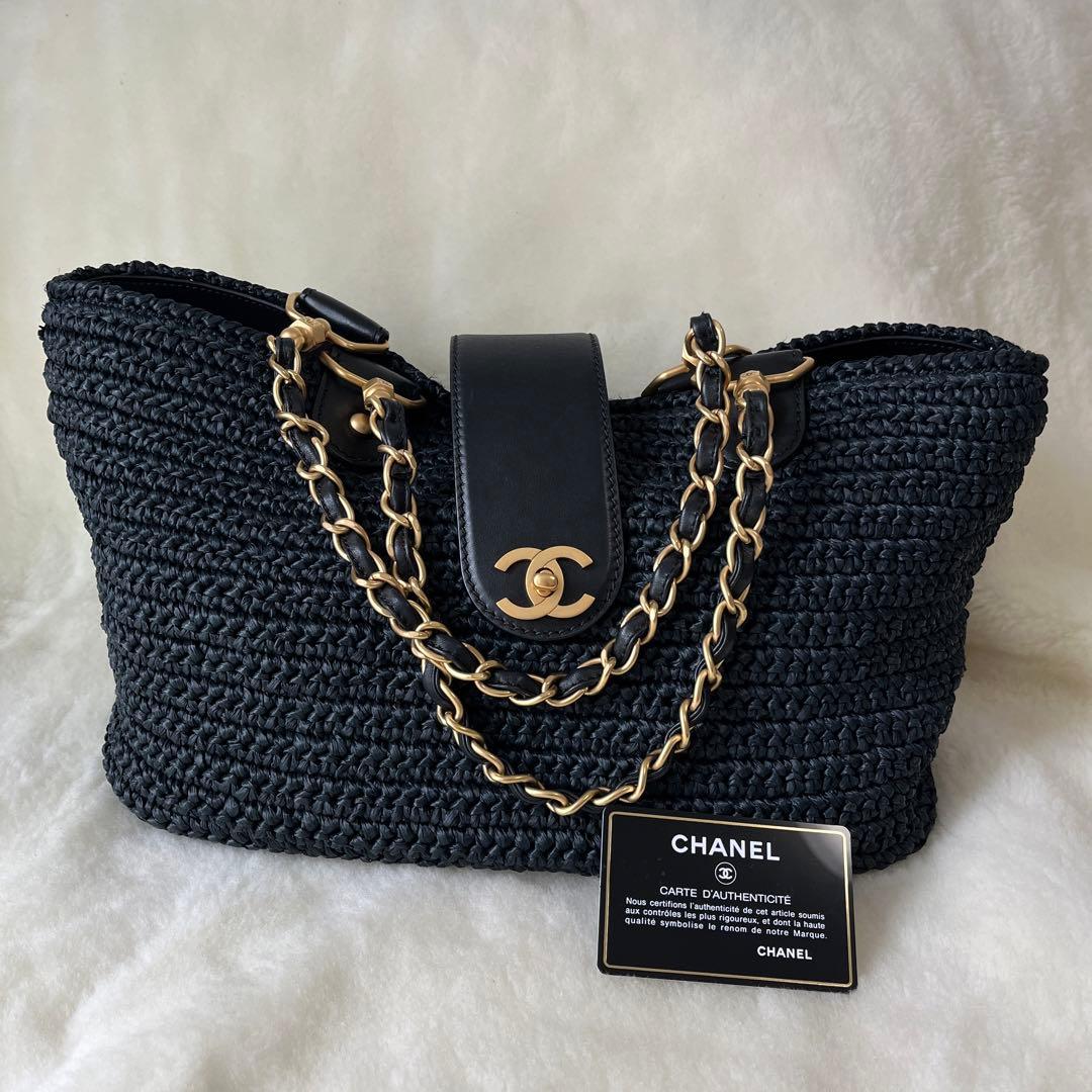 希少！シャネル　ショッピングバッグ　ストローバッグ　かごバッグ