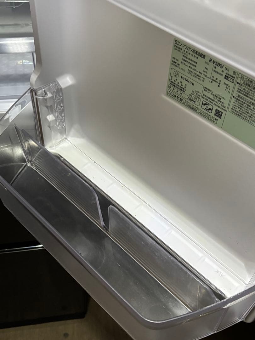 日立 ノンフロン冷凍冷蔵庫R-V32KV 2020年製 ブリリアントブラック