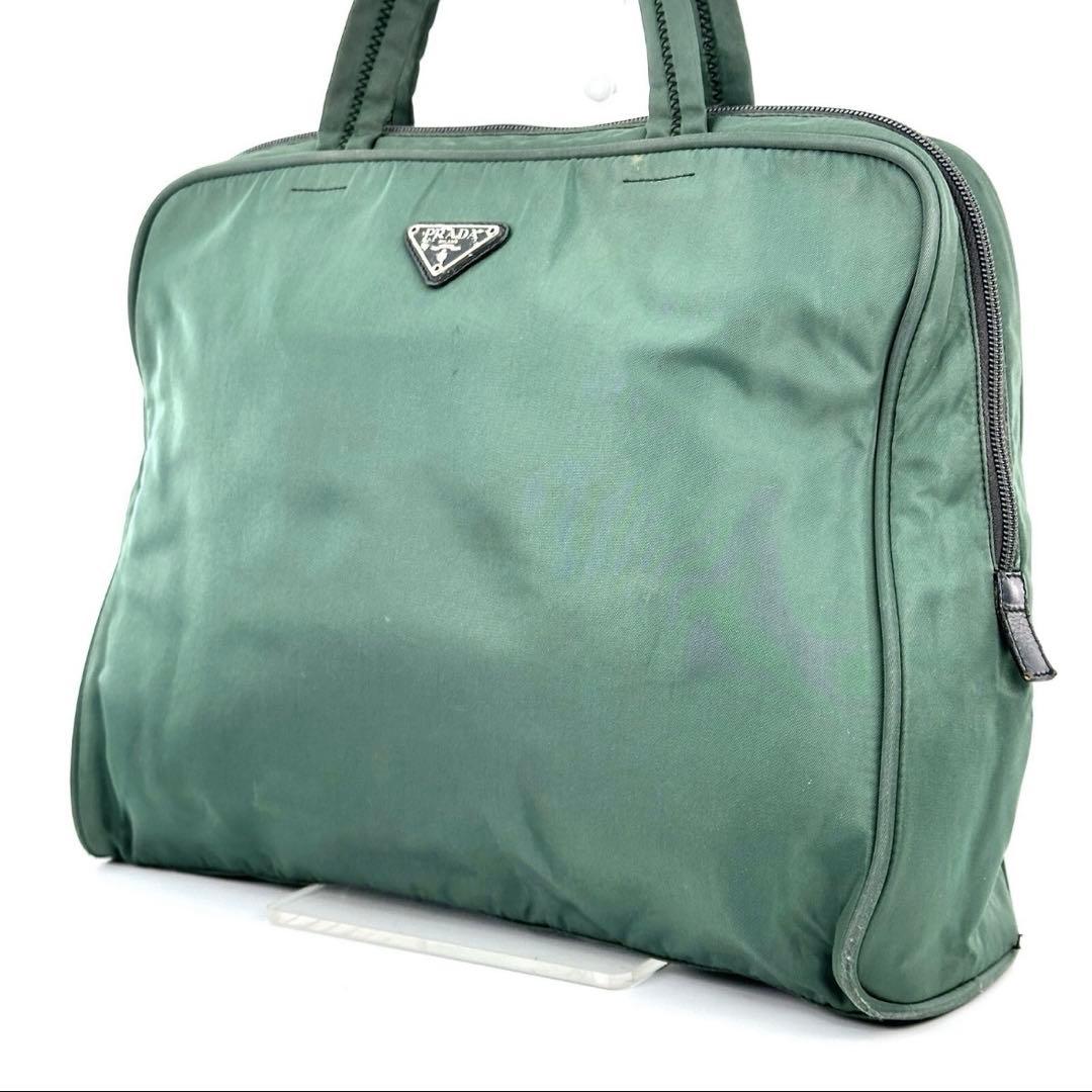PRADA グリーン ナイロン ビジネスバッグ