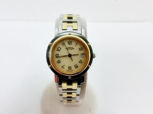 エルメス クリッパーCL4.220 白文字盤 デイト レディース 腕時計