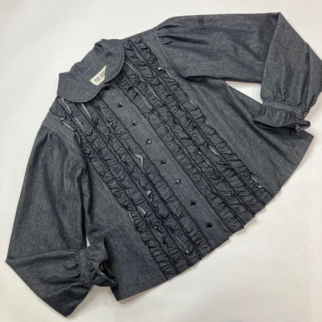 【美品】ピンクハウス 縦ピコフリル使い デニムジャケット/2024年 春