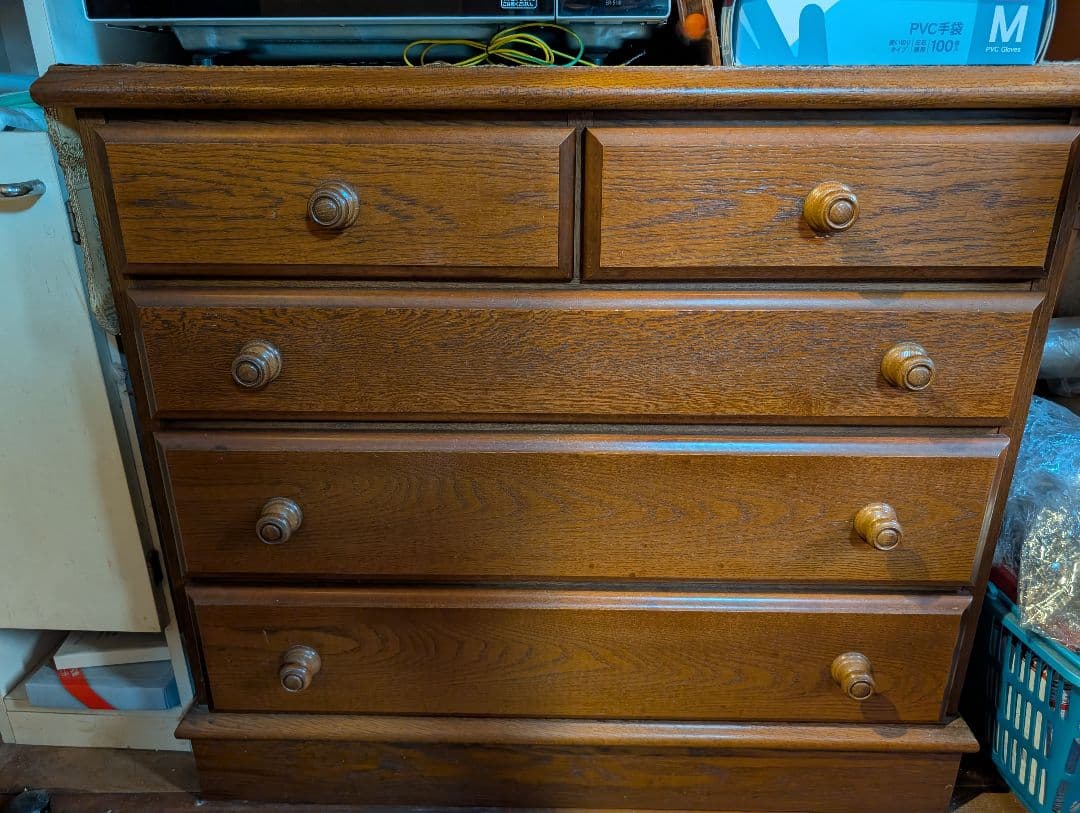 makさん専用オーク材 5段チェスト ブラウン