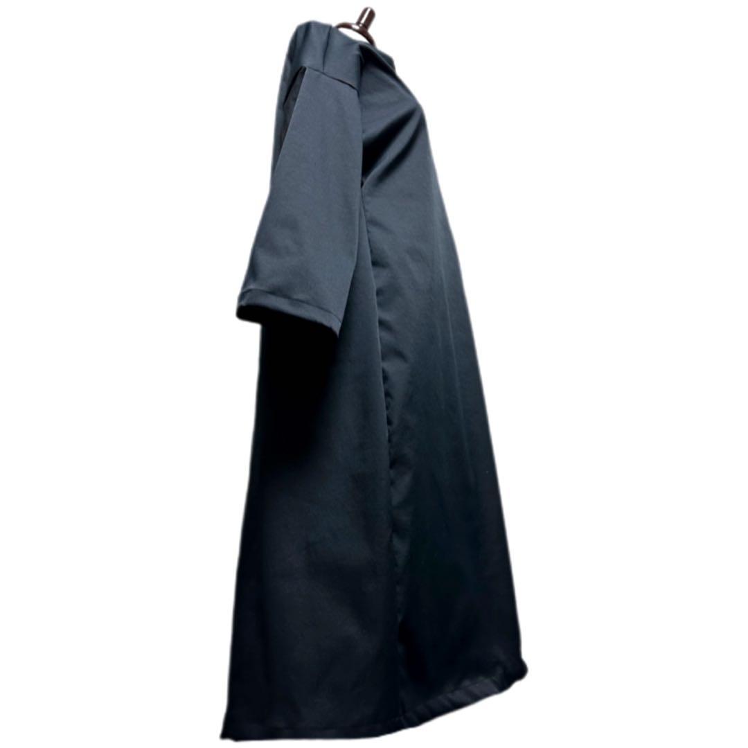 振袖　着物リメイク　ドレス　黒×大輪牡丹や菊　和柄　ワンピース　ハンドメイド