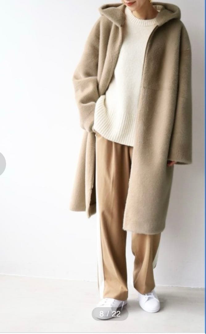 マイカアンドディール フーデッドファーコート ロングコート24AW