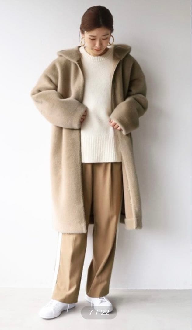 マイカアンドディール フーデッドファーコート ロングコート24AW