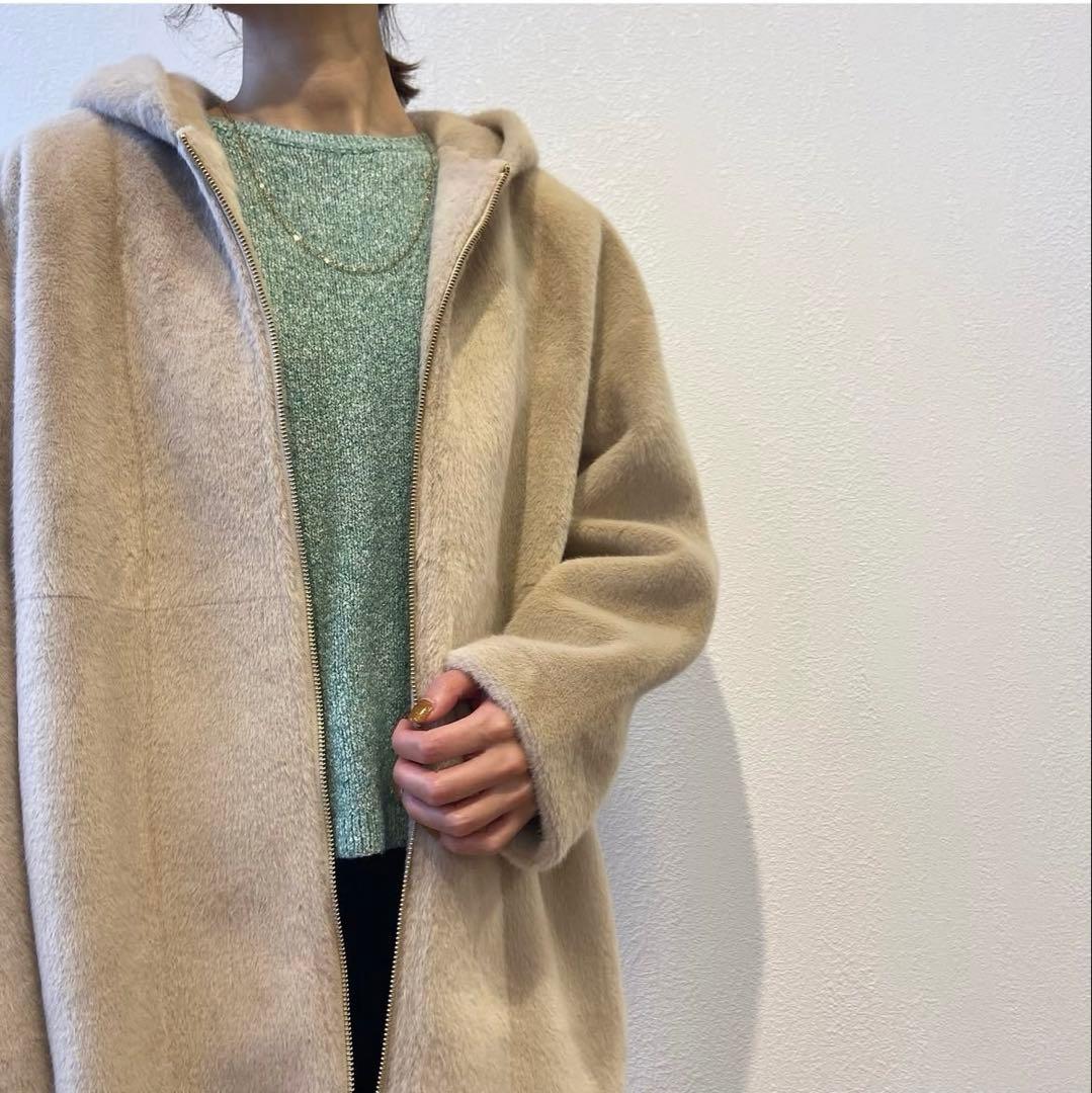 マイカアンドディール フーデッドファーコート ロングコート24AW