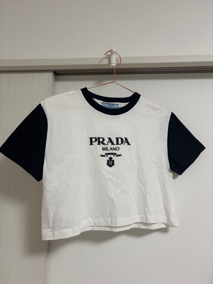 PRADA ロゴプリント クロップドTシャツ M