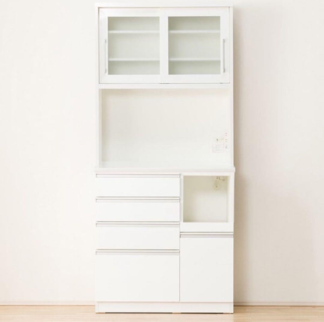 【送料込み】キッチンボード　レジューム　90TG-S WH　食器棚　ニトリ