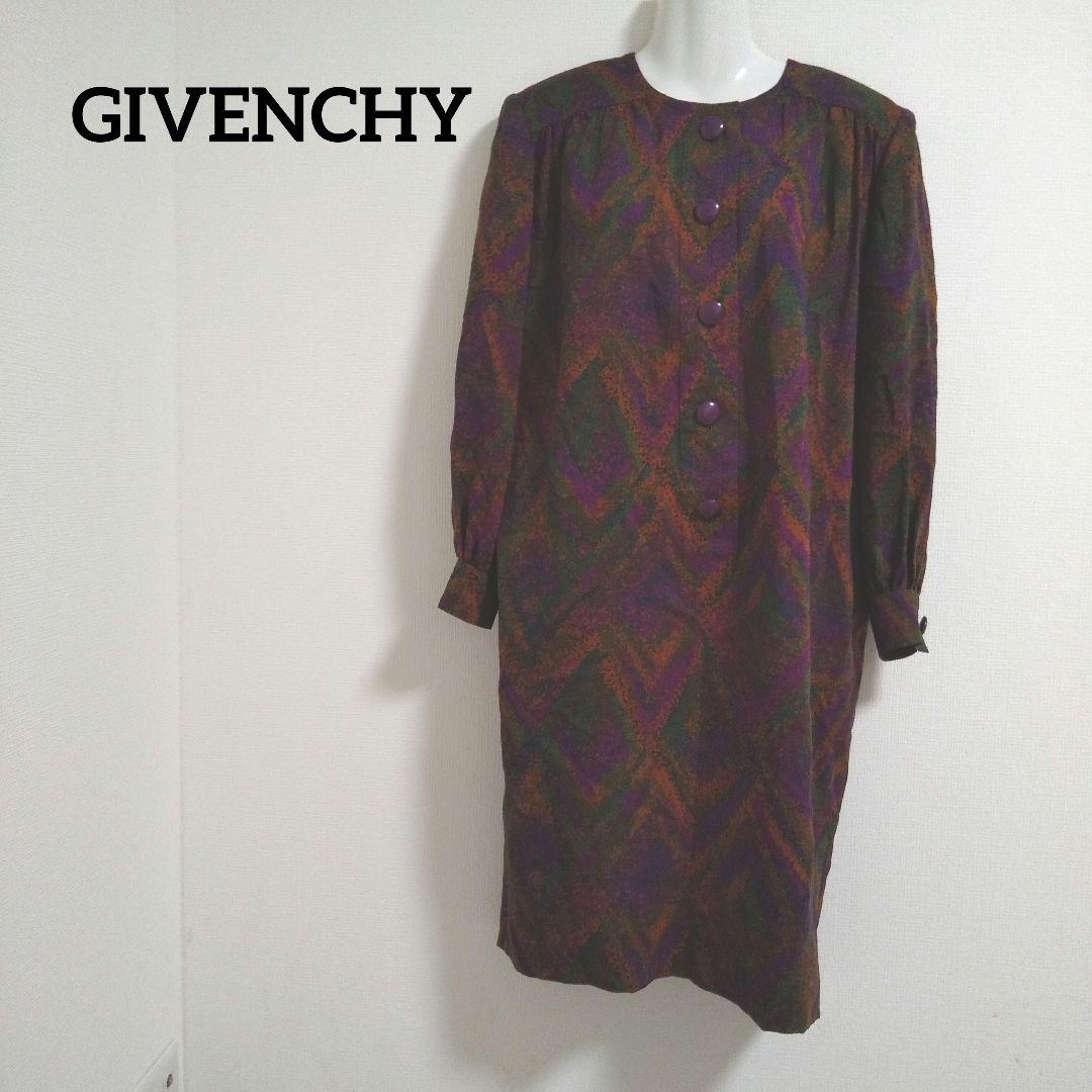 ky261 GIVENCHY コクーン ワンピース モザイク風プリント 毛100