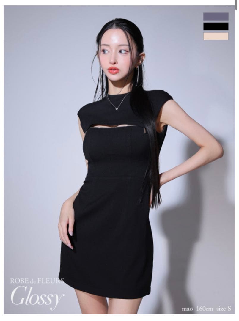 ♡*˚様 Robe de Fleurs Glossy ブラックドレス S