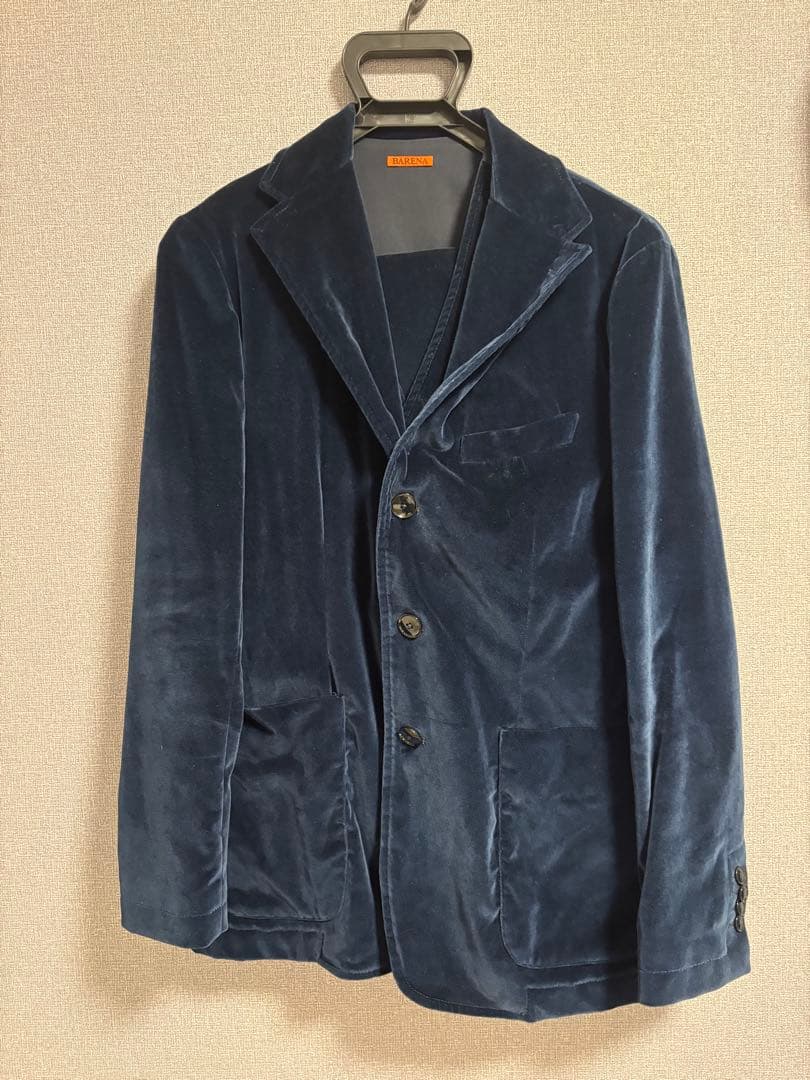 【美品/3ピース】BARENA ベルベット セットアップ スーツ バレナ 48