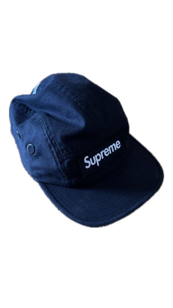 Supreme 黒キャップ バックストラップ付き