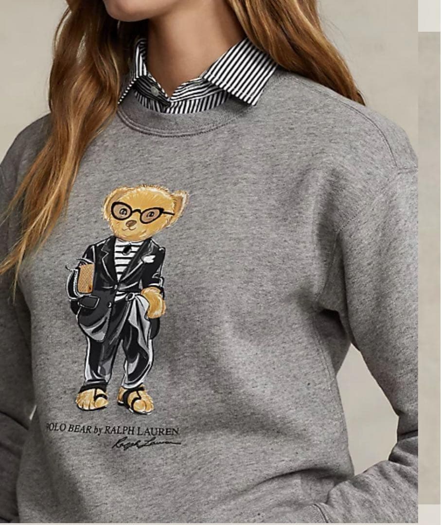 現行 ラルフローレン ポロベア フリースクルーネック 裏起毛 トレーナー M