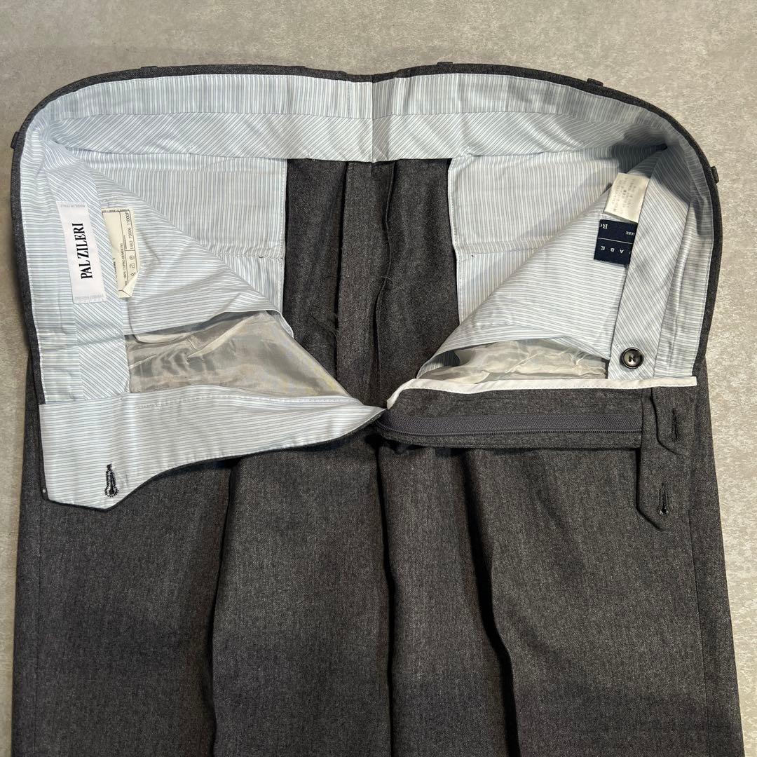 【美品】パルジレリ×グアベロ カシミヤ混フランネル スラックスパンツ グレー46