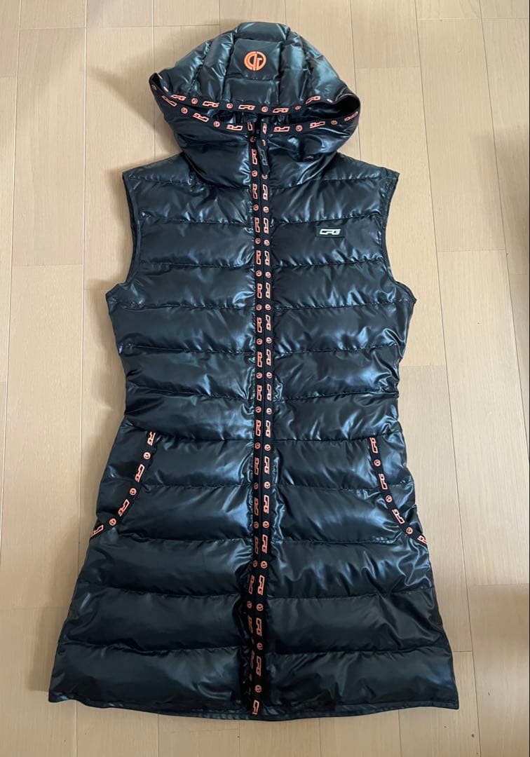 CPGゴルフ フード付きブラックダウンベスト ダウンワンピース　Sサイズ