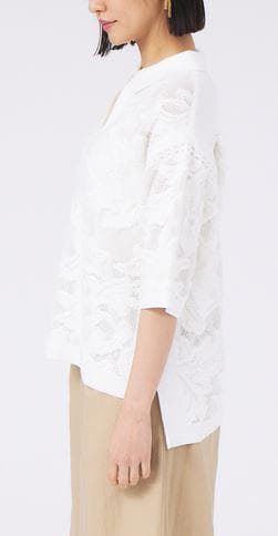 【試着のみ】boussole×qualite★レースジャガートポロ襟ニット