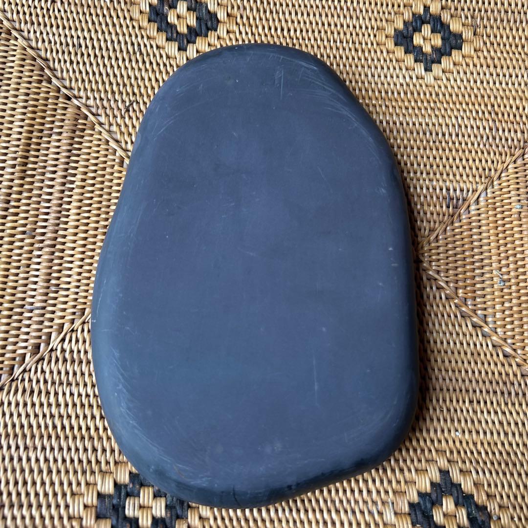 金魚？ 鯉？彫刻デザイン 木製硯箱 楕円形