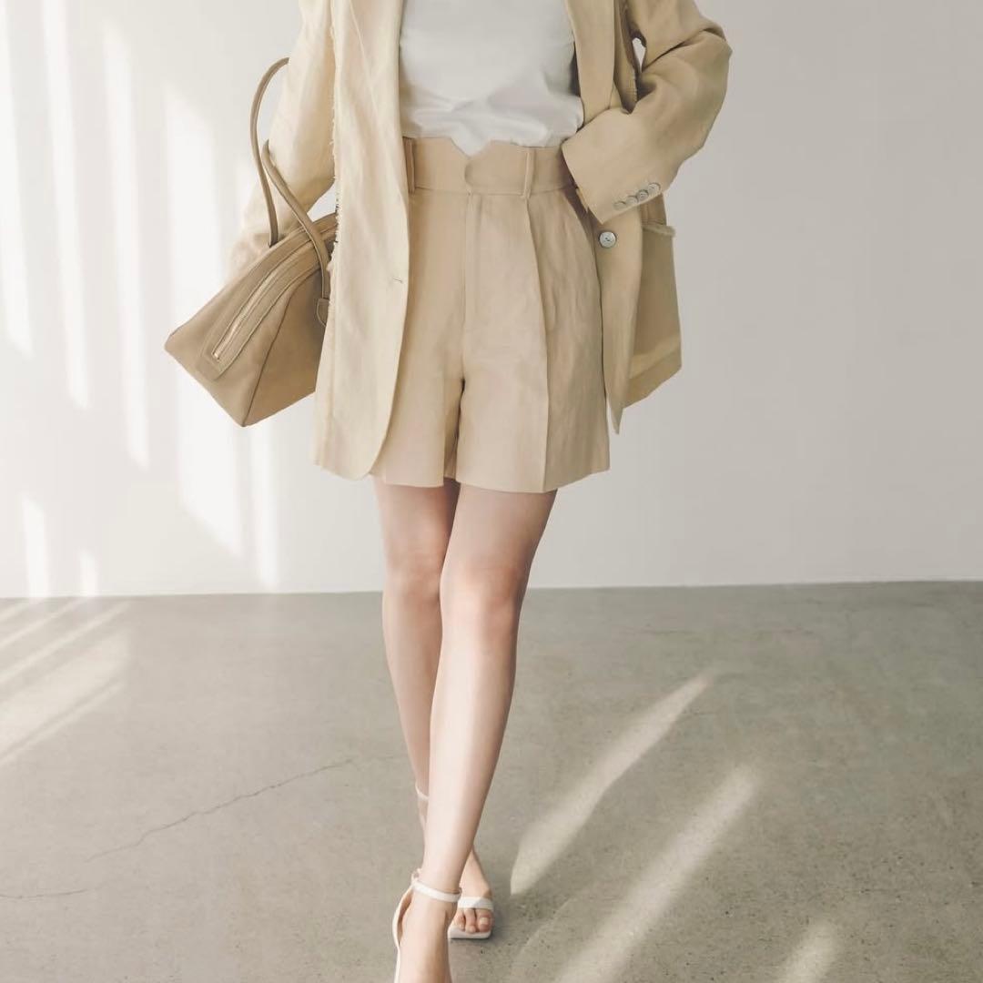 【タグ付き新品】anuans リネンバミューダパンツ　beige