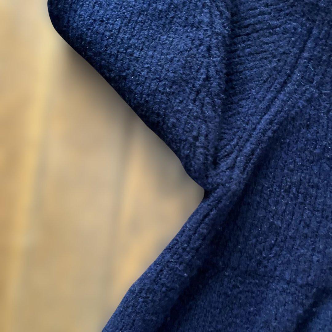 45R ネイビー ハイネック ニットワンピース