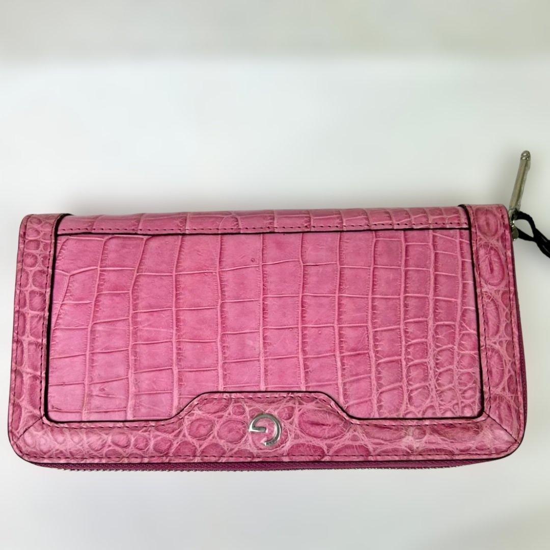 【新品未使用タグ付き】長財布　GRES クロコダイル　ラウンドジップ　ピンク